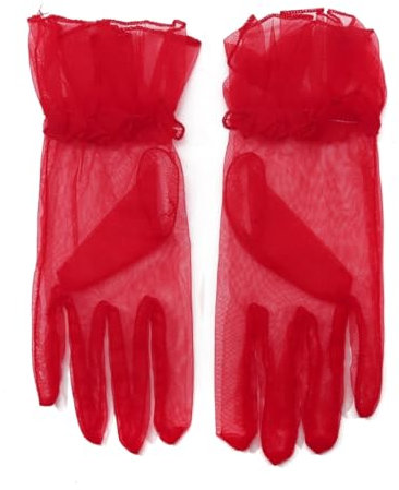Elegante Brauthandschuhe Für Damen Für Abendessen, Party, Brautrüschen, Kurze Ballhandschuhe(Rot)