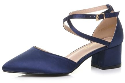 AJVANI Womens Ladies mid Block Heel Cross Strap Evening Mary Jane Court Shoes Size 4 37