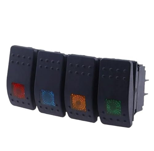 Interrupteur à bascule étanche KCD4 for voiture et bateau, bouton 12 V, 220 V, lampe LED, 4 broches, marche/arrêt, DPST(Yellow Light,220V)