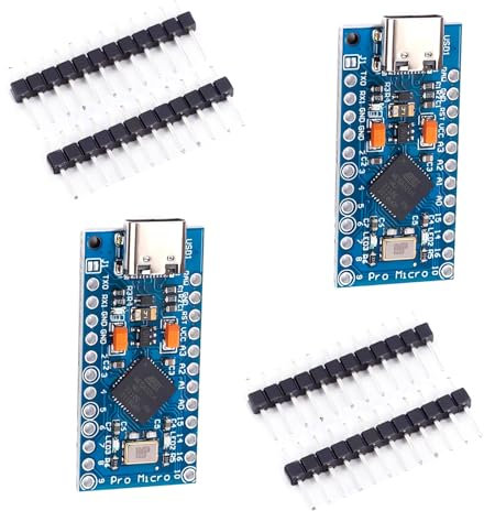 iHaospace Lot de 2 microcontrôleurs Pro Micro USB C ATMEGA32U4 5 V 16 MHz ATMEGA 32U4 compatibles avec Arduino Pro Micro