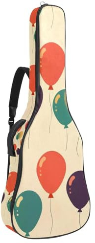 Gitarrentasche für Akustikgitarre mit zwei Taschen, niedliche bunte Luftballons, wasserabweisend, doppelt verstellbarer Schultergurt, Gitarrentasche, Niedliche, bunte Luftballons, 42.9x16.9x4.7 in,