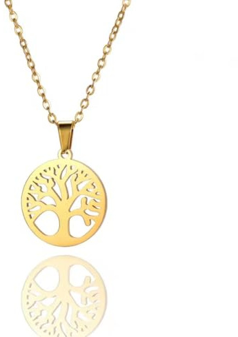 Collier Arbre de vie acier inoxydable or ou argent femme fait main cadeau anniversaire, noel, fête des mères