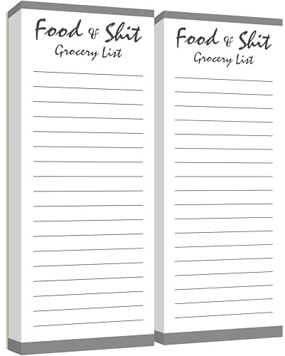 Hebayy 2 Packs Grocery List, 200 Sheets Magnetic Notepad Food & Shit Funny Shopping List Magnet Tear Off Memo Note To Do List Planner for Refrigerator (3 x 8)