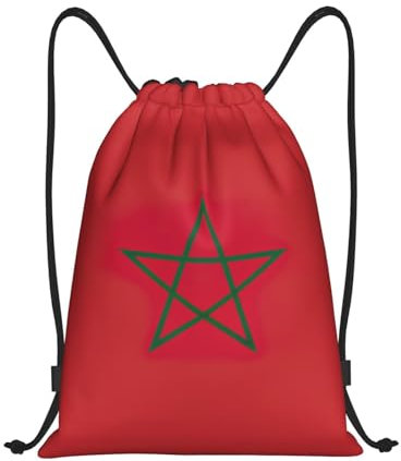 Rucksack Mit Kordelzug Flagge Von Marokko Druck Personalisierter Turnbeutel Verstellbar Klapprucksack Damen Gymnastikbeutel, Für Schule, Schwimmen, 36x42cm