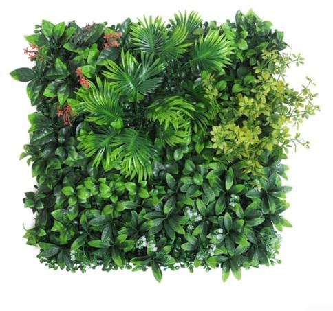 Artificial Plant Wall Panels - 50X50cm Artificial Hedges Panels Simulated Waterproof Plant Background Square Green Leaves Wall Fence Screening, Home Garden Wall Decor(2)