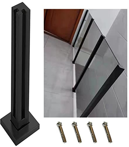 Kit de balustrade en verre robuste avec pinces à panneau en acier inoxydable - Système de garde-corps intérieur - Noir