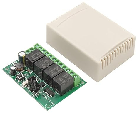 Receptor y transmisor de relé inalámbrico DC de control remoto universal de 433 MHz, for garaje/luz/motor/LED, Abridor de Puerta Automático(1RC 1B)