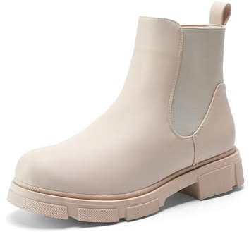 DREAM PAIRS Stivaletti Chelsea da Donna Stivaletti alla Caviglia da Donna Foderati con Materiale in Pelliccia Sintetica per Calore e Comfort,Size 41,Beige,DWEMAB2501