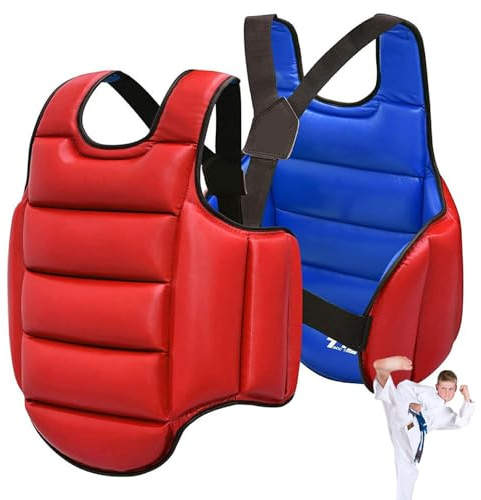 Heidouse Boxing Body Protector, Reversible Chest Protector, Adjustable Taekwondo Sparring Gear, Sponge Boxing Training Equipment