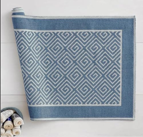 Generico Tappeto Sardo Art. Labirint Linea Oro Artigianale con Certificazione Oeko-Tex – Stile Tradizionale ed Ecologico – Lavabile e Resistente (azzurro, 80x150)