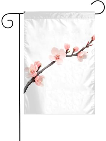 WHJSHOP Drapeaux de jardin solides imprimés fleurs de prunier 30,5 x 45,7 cm pour décoration de cour avec une largeur de poteau de 3 cm (drapeau uniquement, mât non inclus)