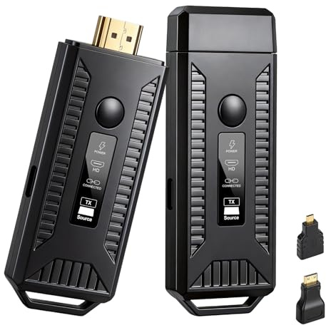 HDMI trådlös sändare och mottagare, 5,8 G+2,4 G HDMI-förlängare med LED-skärm, plug&play, räckvidd 60 m, 1080p utgång för bärbar dator, PC, smartphone, kamera, TV-box till HDTV, projektor eller