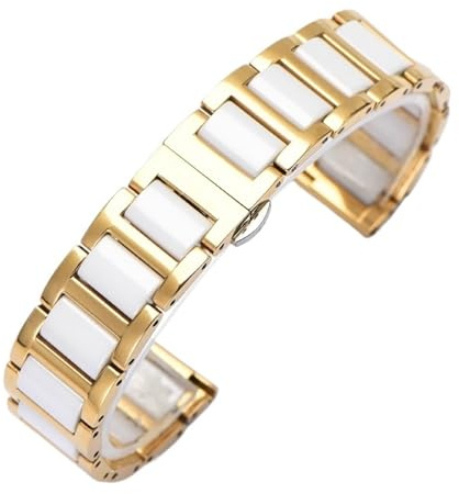 Quick Release Keramiskt klockband Universal Ersättningsrem for män kvinnor(Gold white,21mm)
