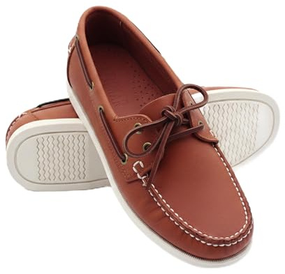 Zerimar Mocassin Nautique pour Homme en Cuir Véritable, Chaussure Décontractée Élégante et Légère pour Un Usage Quotidien ou Formel, Chaussure Confortable, Couleur Cuero, Taille 44.