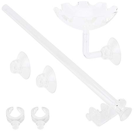 Blaihild Tubo de Alimentación de Camarones de 3 Uds, Alimentador de Camarones Acrílico con Clips de Soporte y Juego de Cuencos para Pecera y Acuario (20 centímetros)