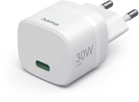 Hama GaN Schnellladegerät 30W (USB-C, Power Delivery, PD Fast Charger mit ZSP für Smartphone, Tablet & Notebook) Weiß