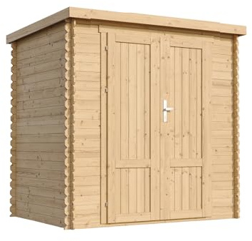 TIMBELA M311F1 Casetta Da Giardino In Legno 2,22 m², Capanno Da Giardino Per Esterno Con Pareti Da 19 mm, Casetta In Legno Per Attrezzi E Biciclette, Senza Pavimento, Porte A Pannello In Legno Massell