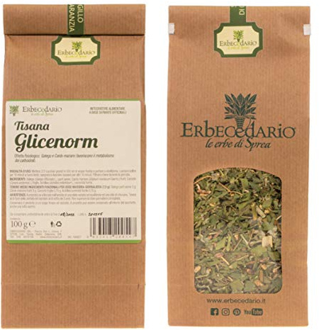 Erbecedario tisana glicenorm con galega e cardo mariano 100g | Infuso diuretico effetto detox, depurativo fegato elimina tossine e favorisce il metabolismo - Made in Italy