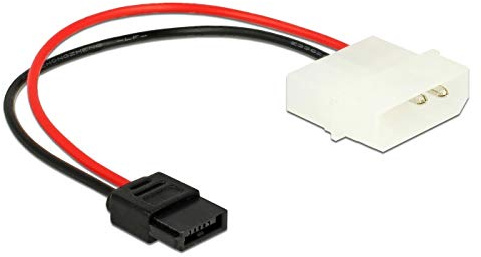 Kabel Power Molex 4 Pin Stecker > SATA 6 Pin Buchse 15 cm Delock
