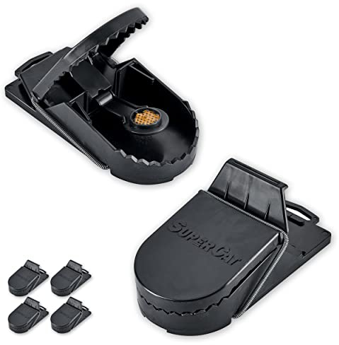 SuperCat Rattenfalle: Effiziente Schlagfalle inkl. giftfreiem Natur-Rattenköder, einsatzbereit, 4 x 1er Set