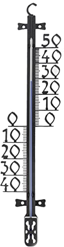 Lantelme Gartenthermometer 35cm und 5 Stück 17cm Set 6 Tlg. Temperaturbereich -30°C bis 50°C | Analog Thermometer für Außen Innen Garten Kunststoff Farbe Schwarz | Innenthermometer Außenthermometer