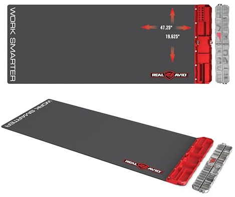 Real Avid XXL Work Mat 47.25” x 19.5” | Gun Cleaning Mat with Tool Organizer, Small Tool Tray Parts Tray & Screw Organizer Small Plastic Box, Neoprene Workbench Mat, Rifle Cleaning Mat, Hobby Mat
