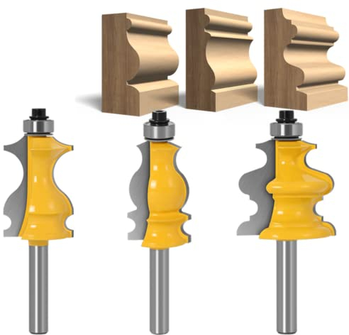APlus - Set di frese da 8 mm, per la lavorazione del legno e delle linee [3 pezzi]