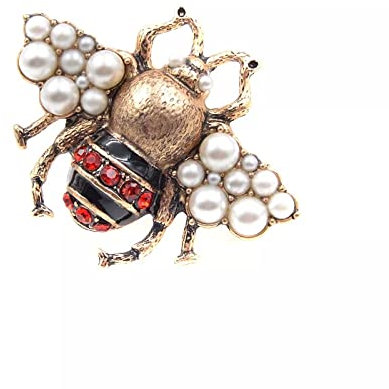 Pearl Bee Broschen für Frauen Antik Gold Farbe Brosche Pin Vintage Style