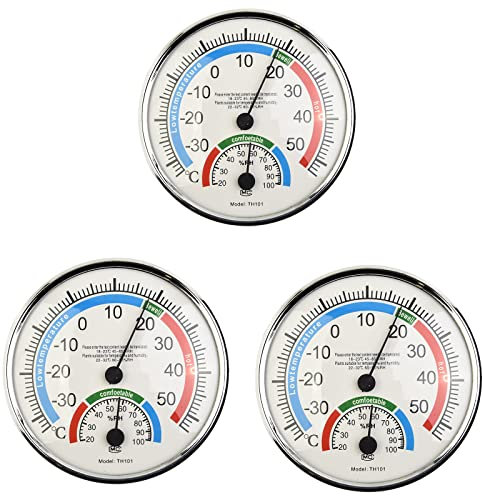QOXEZY 3/6/9 pezzi 2 in 1 termometro igrometro per interni ed esterni, senza fili, misurazione della temperatura e dell'umidità dell'aria, igrometro analogico per interni ed uffici, casa, esterni