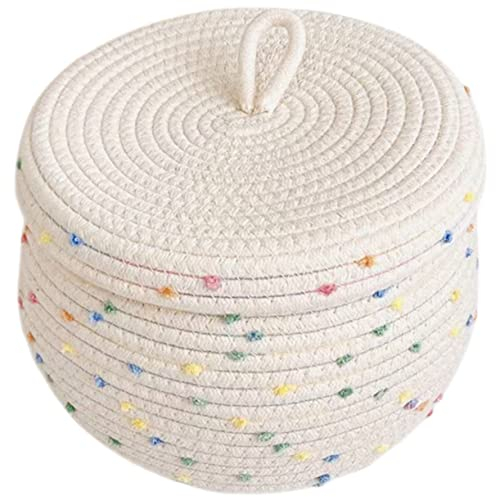 Zerodeko Dekorativer Abfalleimer Mit Deckel Baumwollkörbe Mit Kaffeeseil Korb Tischhalter Behälter Organizer Korb Für Gewebte Handtücher Schreibtischdeckel Kleinigkeiten Snacks Wie Gezeigt