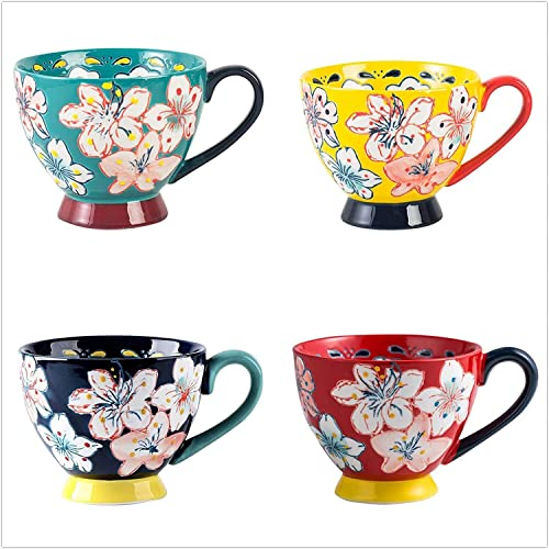 Tazze da colazione giganti, insalatiera, tazza da minestra in ceramica, tazze da caffè in ceramica di alta qualità, tazze da tè, set da 1/4 di tazze da caffè in ceramica, set grande da 15 once for zup