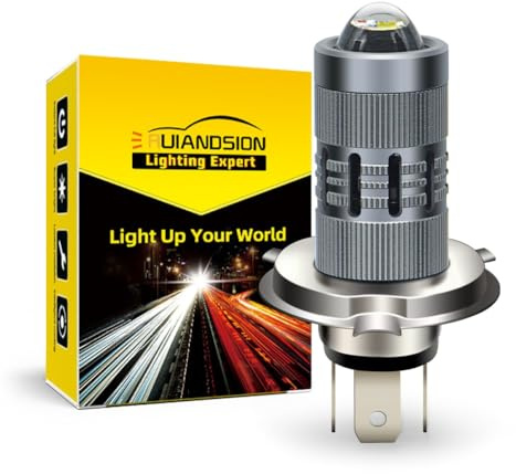 Ruiandsion H4 LED moto faro lampadina P43T bianco AC 12-36V / DC 12-80V lampadina LED Super Bright 3000LM con lente proiettore per moto faro, non polarità