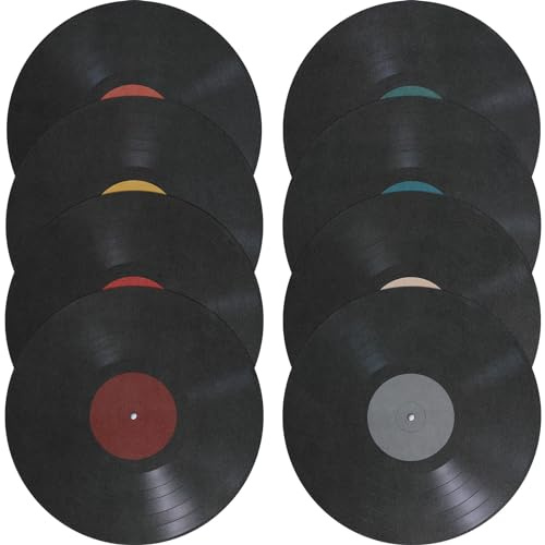 HOMSFOU Decoración para el hogar 8 piezas de discos de vinilo en falsos decorativos vintage discos de vinilo arte de pared imágenes estéticas dormitorio paneles de pared para fiesta de música