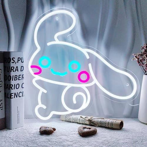 JOSEBRU CinnamoRoll Neonschild Anime-Neonschild für Wanddekoration, Janpanese-Neonlicht für Schlafzimmer, Wanddekoration, Spielzimmer-Dekoration, Wohnzimmer-Dekor für Kinder, personalisierte Geschenke