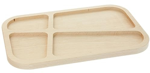 Wooden World - Holztablett mit Fächern Desserttablett für Snacks und Desserts