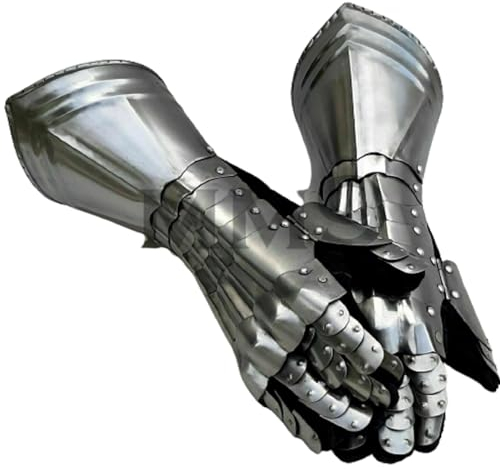 Mittelalterliche italienische gotische Stulpen Silber Rüstung Stulpen Tragbare Kostüm Handschuhe Metall Handhandschuhe Nachstellung Handschuhe SCA LARP Rüstung Stulpenhandschuhe Halloween