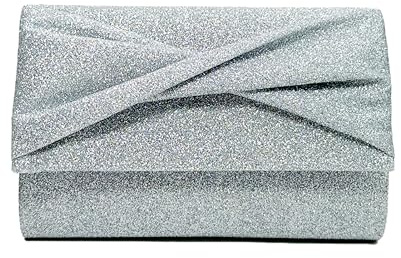 NiCoLa Silberne Handtaschen für Damen, Abend-Clutch, glitzernde Damen-Clutch, Glitzer-Handtasche, Clutch, Geldbörse, klassische Schultertasche für Frauen, Braut, Hochzeit, Bankett, Abschlussball