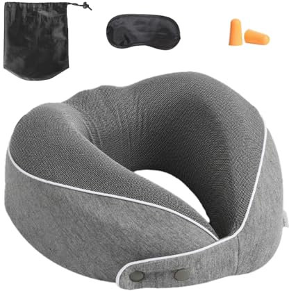 Annewi Travel Pillow, U Shaped Neck Pillow, Memory Foam Neck Pillow, Travel Neck Resting Support for Airplane, Train, Car, Home, Office, and Gaming