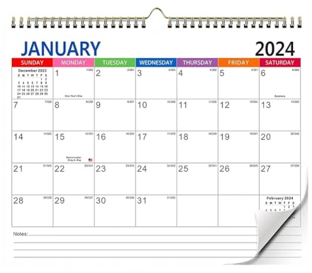AMIUHOUN Kalender 2024-2025 Wandkalender, Januar 2024 - 2025 Kalender, 18 Monate Urlaubskalender einfach zu bedienen