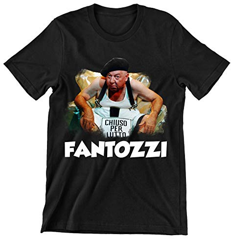 Incidiamo T-Shirt Uomo Film Cult Ugo Ugo Ugo - Chiuso per lutto - Film Cult Italiani - Maglietta Manica Corta Nera Taglia XXL