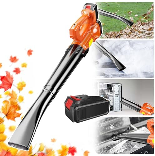 Soffiatore per Foglie Senza Fili, Potente Soffiatore da Giardino Alimentato a Batteria al Litio da 21 V 2,0 Ah per Pulizia del Patio,Soffiare Foglie,Neve e Polvere,Controllo a 6 Velocità | Leggero