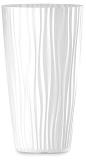Tecnokit Plana vaso alto cilindrico Sahara High, in polipropilene, fioriera da esterno interno, sottovaso estraibile incluso, vaso per piante, effetto 3D, dimensioni cm 35x60 h (BIANCO)