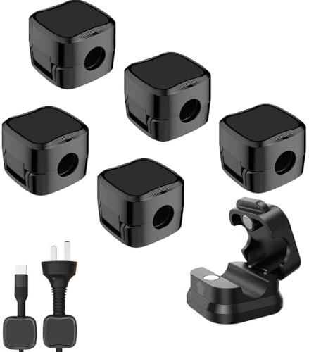 MWUMRCM Clips para Cables 6 Pcs, Soporte para Cables, Soporte para Cables Autoadhesivo, Organizador de Cables de Escritorio para Escritorio, Mesita de Noche, Soporte para Cables de Audio USB