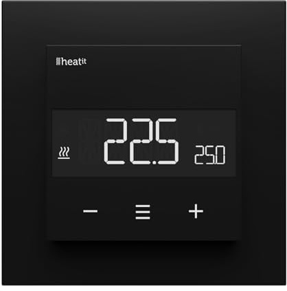 Heatit Z-TRM6 Z-Wave Plus termostatrumsregulator med EXT. Elektrisk och vattenledd golvsensor, IR-uppvärmning, färg: matt svart