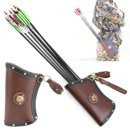 Poearcus Bogenschießen Pfeilköcher Traditionelle Hand Made Leder Pfeilköcher Halter rechts/Links für Taille gehängt Pfeilköcher Pfeiltasche für die Jagd und Zielschießen