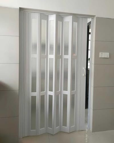 ZIMGOD Falttür Innentüren Metall-Schiebe-Falttür Weiß, Faltbare Innentür Sichtschutz, Individuell Anpassbares Falttor, Breite 60 70 75 80 90 100 110 cm, Höhe 100/203 cm(35x39in (89x100cm))
