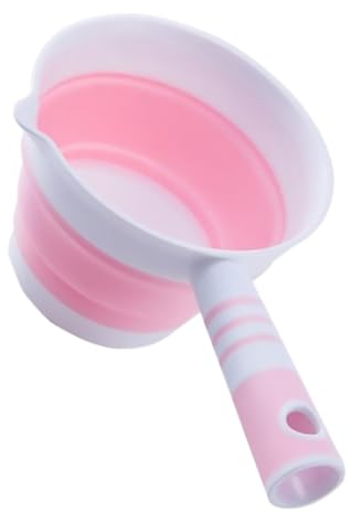 COLLBATH Cucharón Plegable De Cocina Multifuncional Plástico Seguro Cazo Compacto Para Agua y Frutas Diseño Simple y Fácil De Guardar Uso Versátil Para Cocina y Jardín Rosa