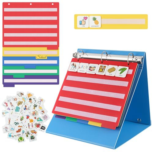 Dunzoom Kids Visual Communication Nonverbal Schedule Board Book for Autism, 300 ASD Laminate Language Vocabulary Speech Cards Devices Therapy, ADHD Tools Apraxia Learning Classroom School Gift