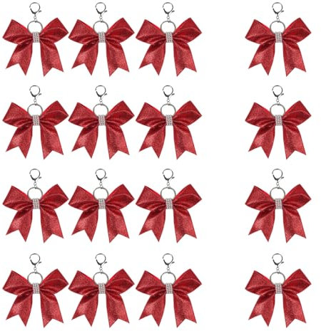 Sanrlo Schlüsselanhänger, modischer Cheerleading-Bowknot-Schlüsselanhänger, tragbarer Schleifen-Schlüsselanhänger, Accessoire, einzigartiger Schleifen-Anhänger für Cheer-Enthusiasten, Rot, Size