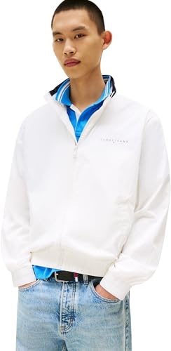 Tommy Jeans Cortavientos Hombre Essential Cazadora con cuello alto, Blanco (Ecru), L